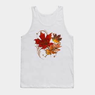 HAPPY FALL Y'ALL Beautiful Autumn Leaves Graphic Art Design, available on Many Products Tank Top